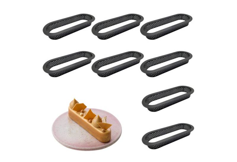 MODFU Brotbackform 8er Set perforierte Tarte-Ringe Oval Backrahmen, (Backring Set hitzebeständig Wiederverwendbar 8-tlg), Profi Backzubehör für Cheesecake Patisserie DIY-Kuchen-Deko von MODFU