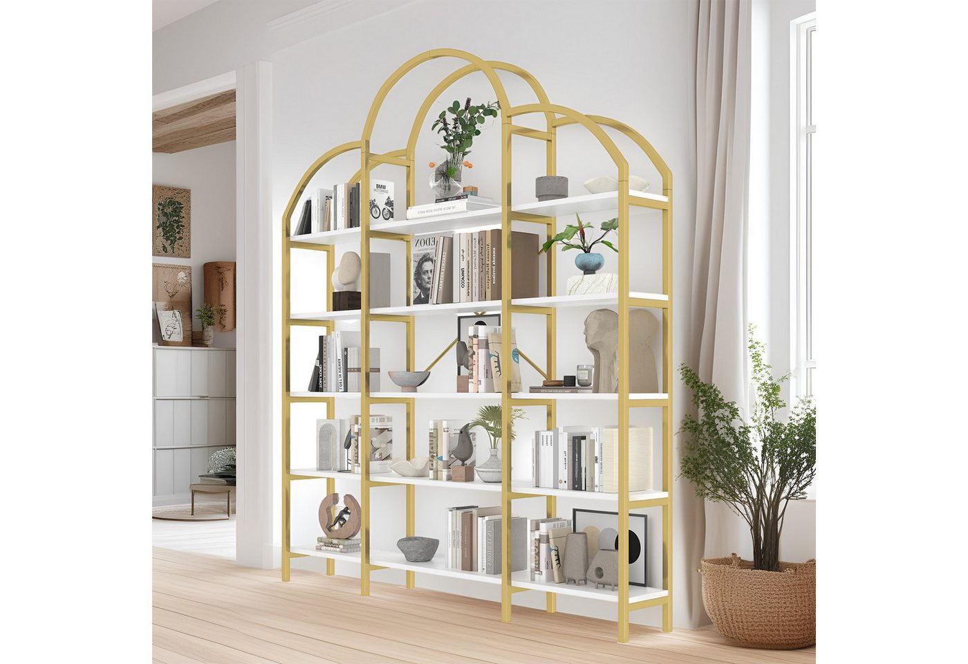 MODFU Bücherregal Wandregal, Regal in modernem Stil,stabile Stahlrohr-MDF-Konstruktion, Wolkenform-Design, 5 Schichten Stauraum 1-tlg. MODFU Bücherregal Wandregal, Regal in modernem Stil,stabile Stahlrohr-MDF-Konstruktion, Wolkenform-Design, 5 Schichten Stauraum 1-tlg. von MODFU