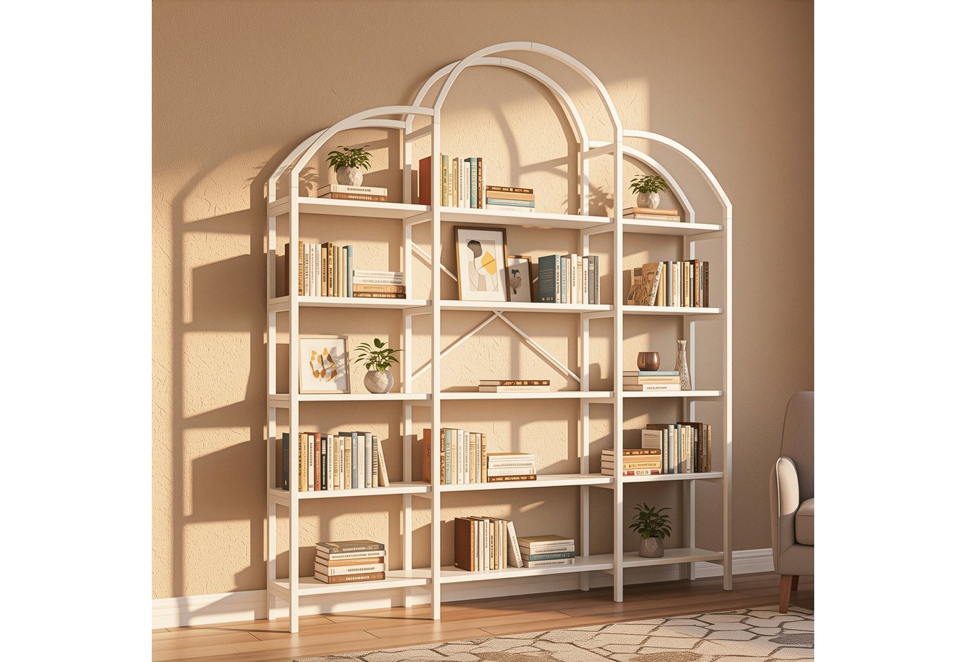 MODFU Bücherregal Wandregal, Regal in modernem Stil,stabile Stahlrohr-MDF-Konstruktion, Wolkenform-Design, 5 Schichten Stauraum 1-tlg. MODFU Bücherregal Wandregal, Regal in modernem Stil,stabile Stahlrohr-MDF-Konstruktion, Wolkenform-Design, 5 Schichten Stauraum 1-tlg. von MODFU