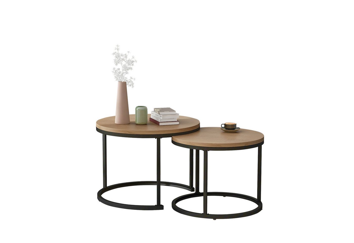MODFU Couchtisch 2-in-1 runder Couchtisch (2 Stücke Groß und Klein) von MODFU