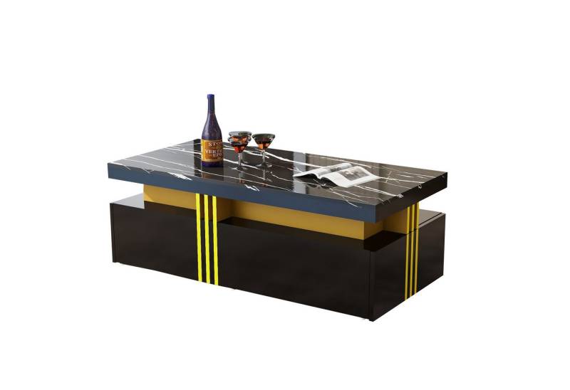 MODFU Couchtisch Beistelltisch, mit Spanplatte-Musterplatte und 2 Holzschubladen von MODFU