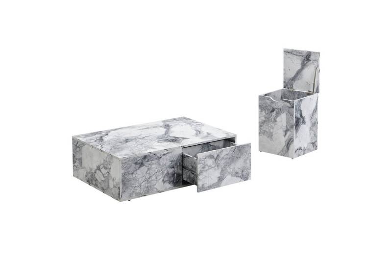 MODFU Couchtisch Beistelltisch Set (Satztisch, Wohnzimmertisch Beistelltisch, Wohnzimmertisch, 2-St), Moderner modularer Wohnzimmer-Couchtisch in Marmoroptik von MODFU