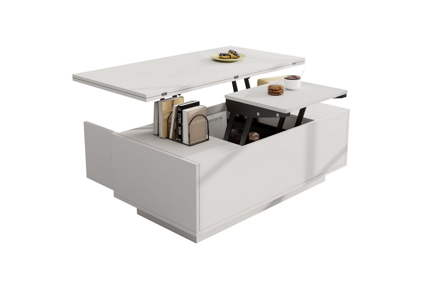 MODFU Couchtisch Wohnzimmertisch (Satztisch, Wohnzimmertisch, Beistelltisch, 1-St., Belastbar bis 50 kg), mit verstecktem Stauraum von MODFU