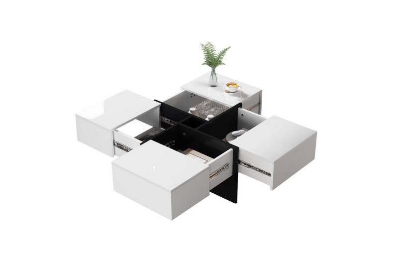 MODFU Couchtisch quadratischer Wohnzimmetisch (Beistelltisch, Kaffeetisch, 1-St., multifunkitonal), Belastbarkeit bis zu 30KG von MODFU