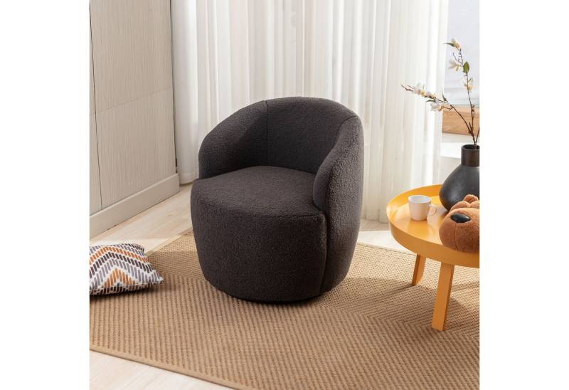MODFU Drehsessel Polstersessel, Einzelsessel (62x62x67cm), aus Teddystoff, mit schwarzem pulverbeschichtetem Metallring von MODFU