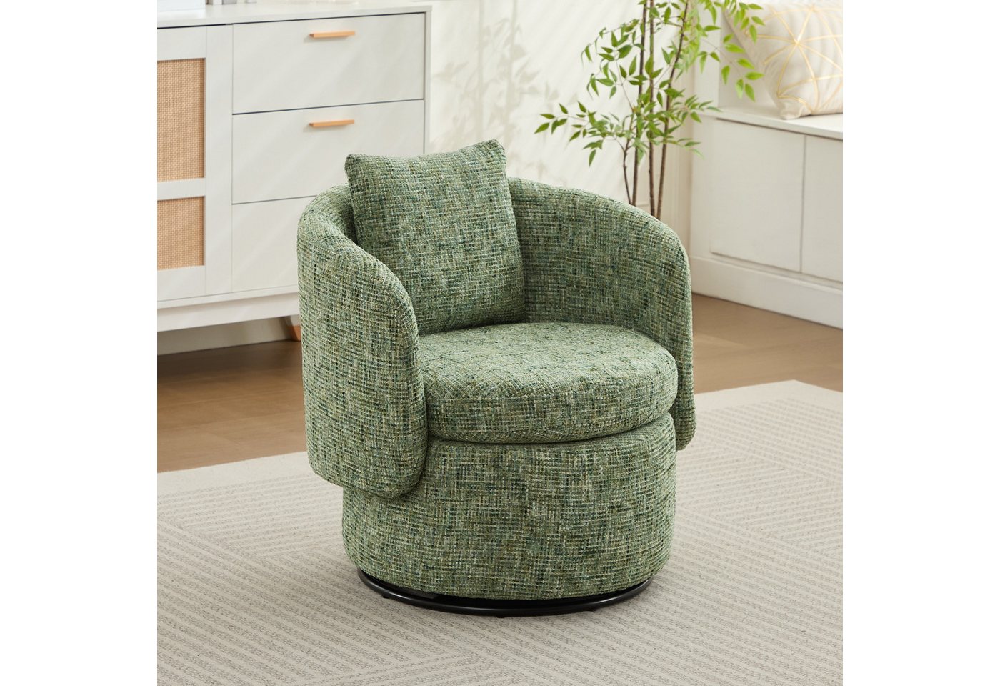 MODFU Drehstuhl Moderner Loungesessel mit 360° Drehfunktion (Ergonomischem Design & Hohem Komfort, Perfekt für Wohnzimmer und Schlafzimmer, Belastbarkeit bis 110kg, 1 St) von MODFU