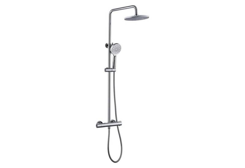 MODFU Duschsystem 2 in 1 Regendusche Duschset Rainshower mit Duscharmatur Thermostat, Höhe 114 cm, 3 Strahlart(en), Höheverstellbar 3 Strahl mit Schlauch Handbrause komplettes Montageset von MODFU
