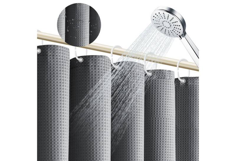 MODFU Duschvorhang Badewannenvorhang Badezimmer Vorhang Vorhänge Dusche Breite 180 cm (Waffel Stoff Textil Duschvorhang 12 Duschvorhangringe 180x180 cm, Vorhänge aus Stoff), für Badezimmer Haus Hotel Wohnung Wohnmobil Wohnheim von MODFU