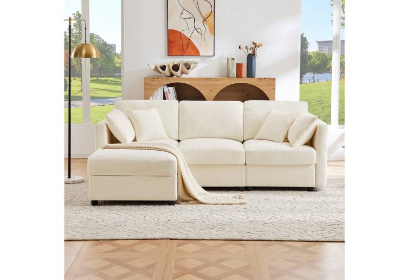 MODFU Ecksofa 3-4 Personen Sofa aus Chenille, Schlafcouch, Sofabett 1 Teile, L-förmiges Polstersofa MODFU Ecksofa 3-4 Personen Sofa aus Chenille, Schlafcouch, Sofabett 1 Teile, L-förmiges Polstersofa von MODFU