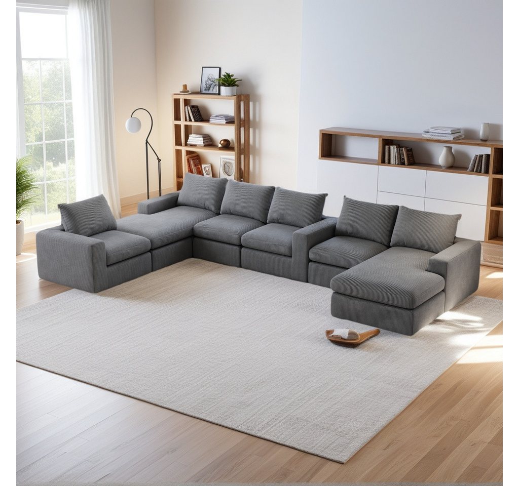 MODFU Ecksofa Modulares Cordsofa – Frei kombinierbar, mit Chaiselongue, modulare Bauweise & verstellbare Liegeposition, Nackenkissen-Komfort, hochelastischer Schaumstoff 2 Teile, mit Relaxfunktion MODFU Ecksofa Modulares Cordsofa – Frei kombinierbar, mit Chaiselongue, modulare Bauweise & verstellbare Liegeposition, Nackenkissen-Komfort, hochelastischer Schaumstoff 2 Teile, mit Relaxfunktion von MODFU