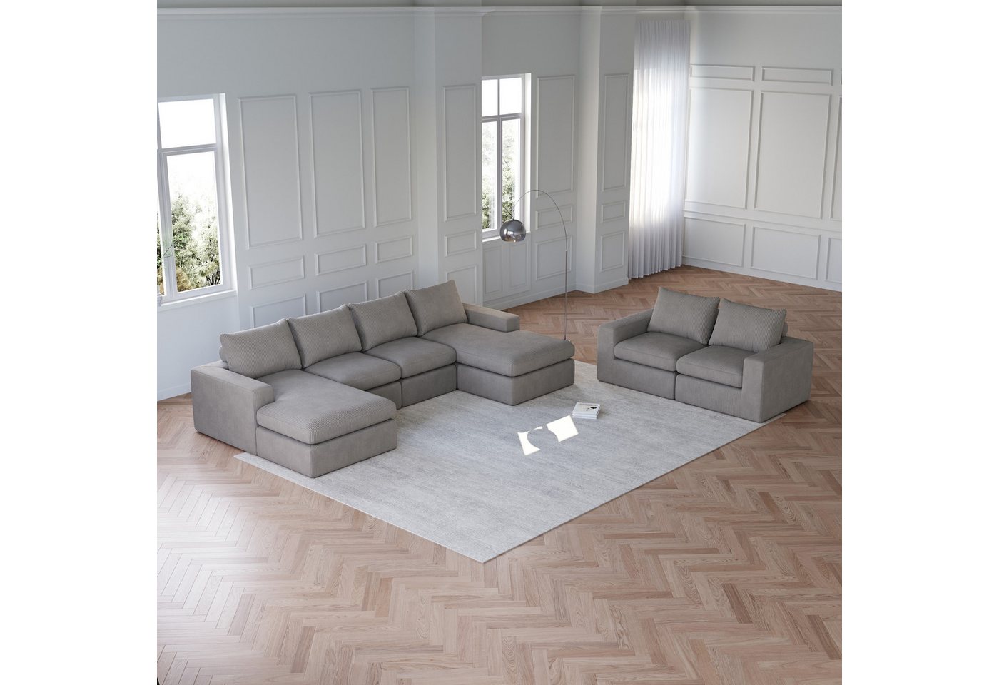 MODFU Ecksofa Modulares Cordsofa – Frei kombinierbar, mit Chaiselongue, modulare Bauweise & verstellbare Liegeposition, Nackenkissen-Komfort, hochelastischer Schaumstoff 2 Teile, mit Relaxfunktion MODFU Ecksofa Modulares Cordsofa – Frei kombinierbar, mit Chaiselongue, modulare Bauweise & verstellbare Liegeposition, Nackenkissen-Komfort, hochelastischer Schaumstoff 2 Teile, mit Relaxfunktion von MODFU