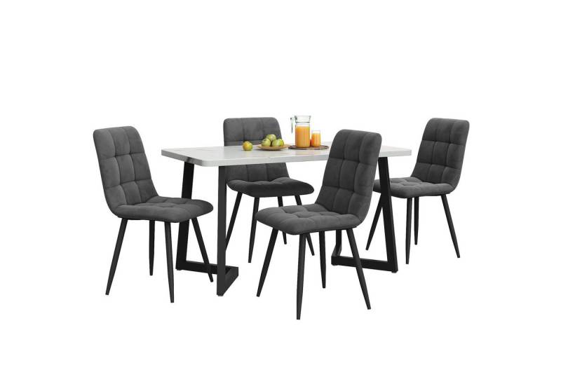 MODFU Essgruppe Ein Tisch und vier Stühle, (5-tlg), Küchetisch Esszimmerstuhl Set, Metallbeine von MODFU