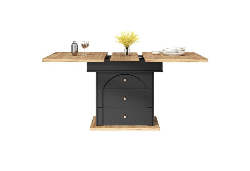 MODFU Esstisch Multifunktionaler Ausziehtisch mit Schublade (Ausziehbarer Teleskoptisch 110-140 cm, Multifunktional mit Stauraum & Soft-Close Klapptür) von MODFU