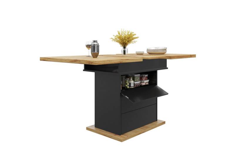 MODFU Esstisch Multifunktionaler Ausziehtisch mit Schublade (Ausziehbarer Teleskoptisch mit Soft-Close-Tür, Stauraum & Erweiterungsplatte) von MODFU