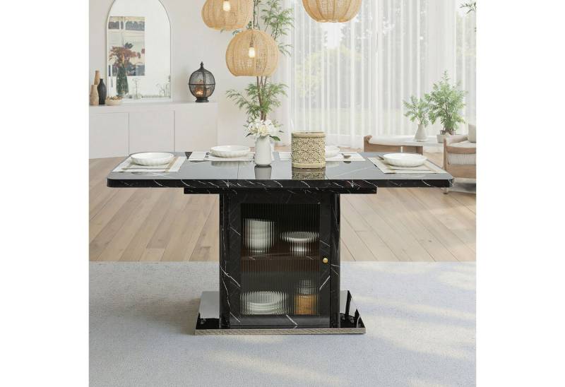 MODFU Esstisch Stretchbar, Marmor-Tischplatte mit Druck (Rechteckiger Esszimmertische 120-160 cm), Tisch Wohnzimmertisch von MODFU