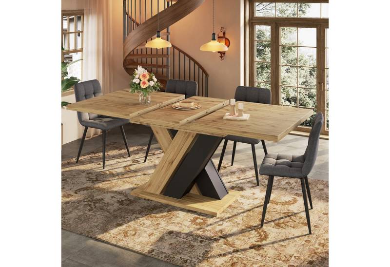 MODFU Esstisch Teleskoptisch,Moderne Esstisch,Ausziehbar,Esszimmer-Set (mit X-förmigen Beinen– Flexibel & platzsparend, mit Stauraum, stabil & langlebig, 1-St., 119-158,5×80cm), Esstisch Teleskoptisch von MODFU