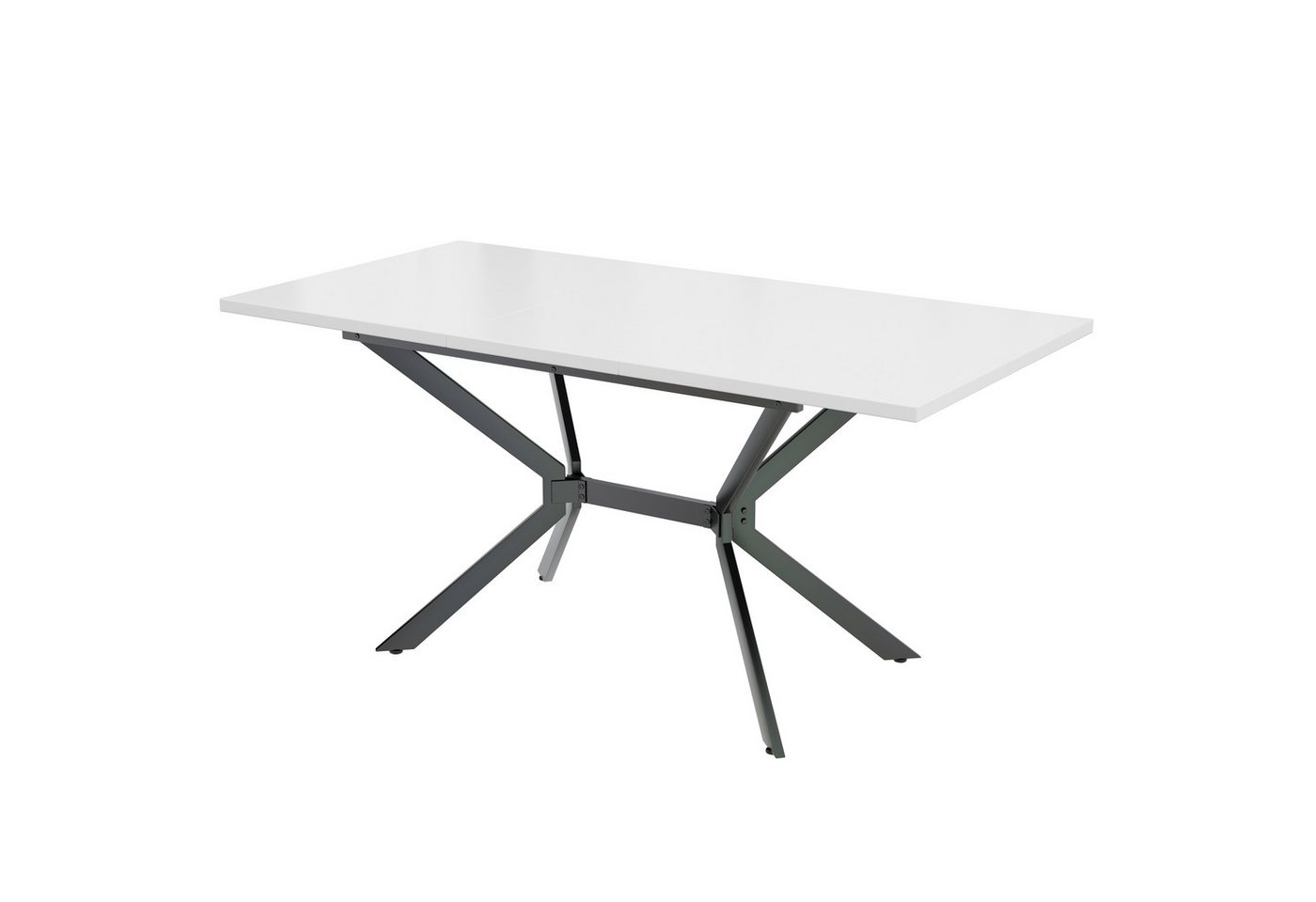 MODFU Esstisch ausziehbar 120-160cm (Rechteckiger Arbeitstisch mit Metallbeine, 1-St., verstellbar Tischplatte 120-160cm), geeignet für 4-6 Personen von MODFU
