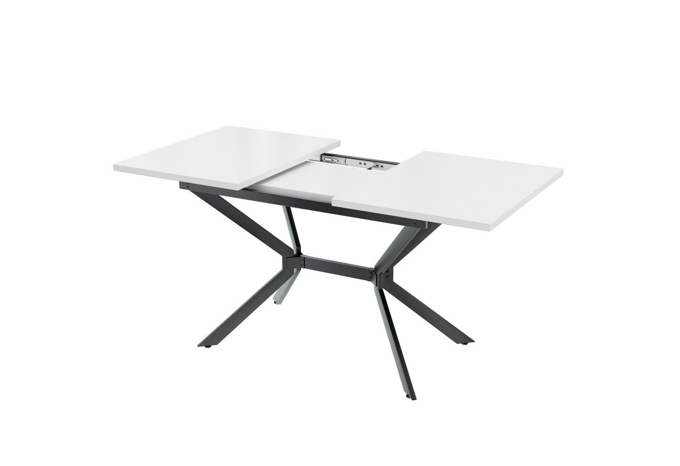 MODFU Esstisch ausziehbar 120-160cm (Rechteckiger Arbeitstisch mit Metallbeine, 1-St., verstellbar Tischplatte 120-160cm), geeignet für 4-6 Personen von MODFU