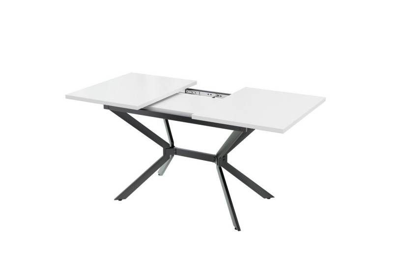 MODFU Esstisch ausziehbar 120-160cm (Rechteckiger Arbeitstisch mit Metallbeine, 1-St., verstellbar Tischplatte 120-160cm), geeignet für 4-6 Personen von MODFU