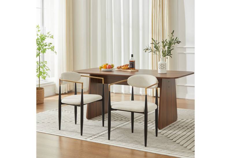 MODFU Esszimmerstuhl 2er-Set Polsterstühle mit Armlehnen (Modernes Design für Küche, Wohnzimmer & Bar, Beige, 1 St) von MODFU