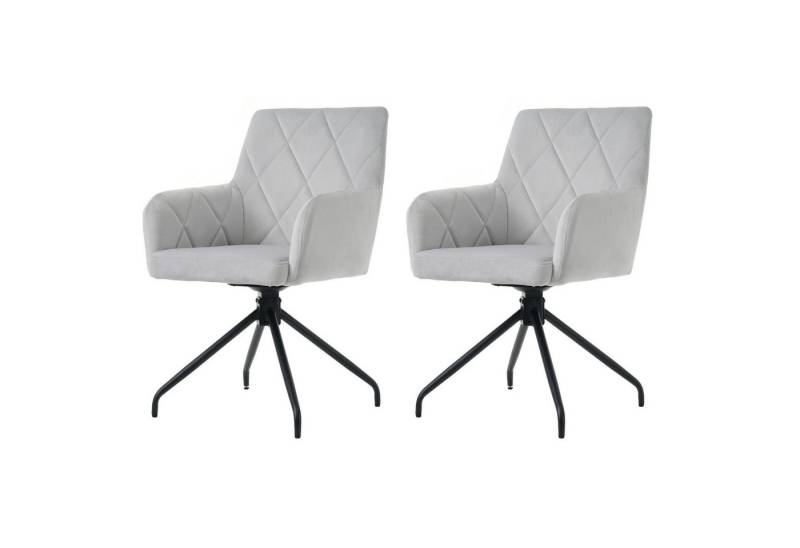 MODFU Esszimmerstuhl 360° Drehbarer Sessel (Moderner Lounge-Stuhl,Wohnzimmerstuhl,Arbeitzimmer, 2 St), mit Rautenmuster, 4 Metallbeinen,Lendenwirbelstütze von MODFU