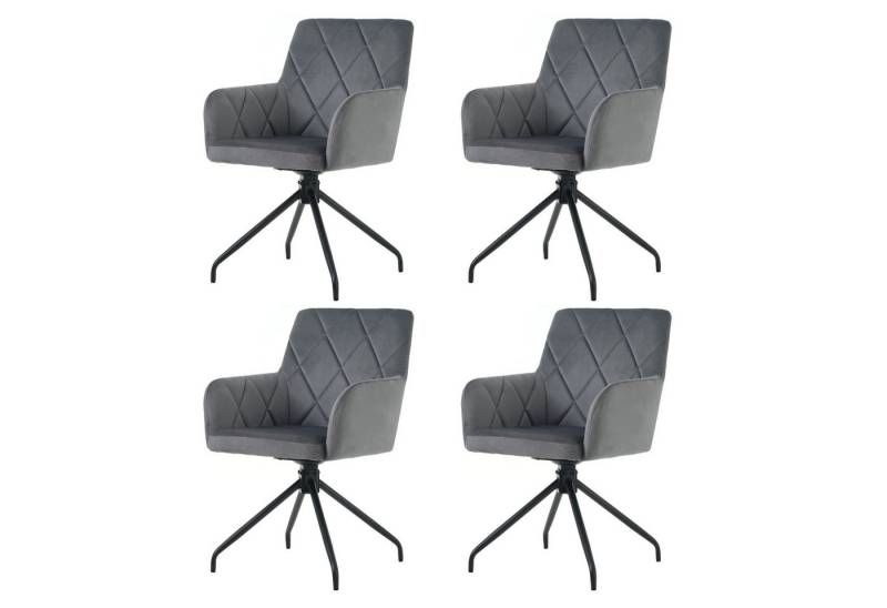 MODFU Esszimmerstuhl 360° Drehbarer Sessel (Moderner Lounge-Stuhl,Wohnzimmerstuhl,Arbeitzimmer, 4 St), mit Rautenmuster, 4 Metallbeinen,Lendenwirbelstütze von MODFU