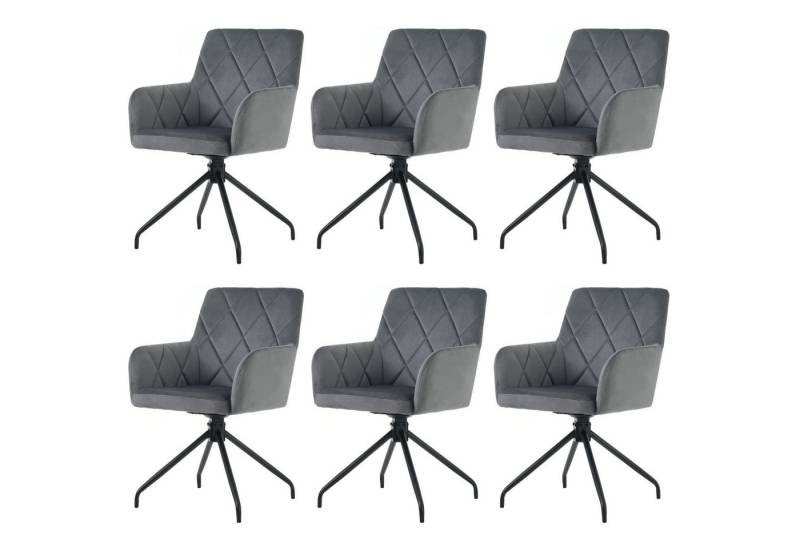 MODFU Esszimmerstuhl 360° Drehbarer Sessel (Moderner Lounge-Stuhl,Wohnzimmerstuhl,Arbeitzimmer, 6 St), mit Rautenmuster, 4 Metallbeinen,Lendenwirbelstütze von MODFU