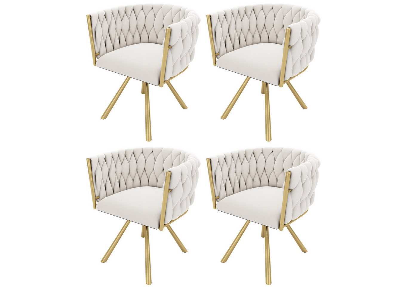 MODFU Esszimmerstuhl 360°-Drehfunktion (Polsterstuhl, Wohnzimmerstuhl, Küchenstuhl, Drehstuhl, 4 St), mit vier Stützbeinen aus Metall von MODFU