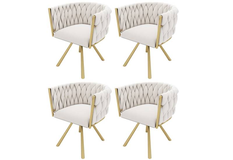 MODFU Esszimmerstuhl 360°-Drehfunktion (Polsterstuhl, Wohnzimmerstuhl, Küchenstuhl, Drehstuhl, 4 St), mit vier Stützbeinen aus Metall von MODFU