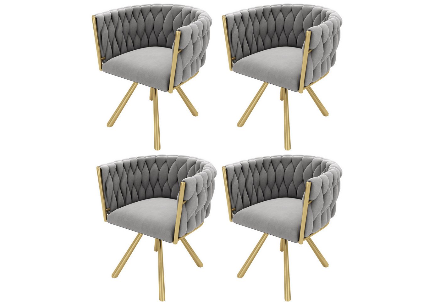 MODFU Esszimmerstuhl 360°-Drehfunktion (Polsterstuhl, Wohnzimmerstuhl, Küchenstuhl, Drehstuhl, 4 St), mit vier Stützbeinen aus Metall von MODFU