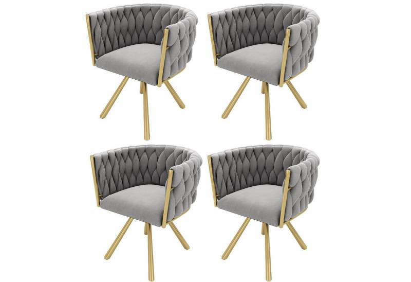 MODFU Esszimmerstuhl 360°-Drehfunktion (Polsterstuhl, Wohnzimmerstuhl, Küchenstuhl, Drehstuhl, 4 St), mit vier Stützbeinen aus Metall von MODFU