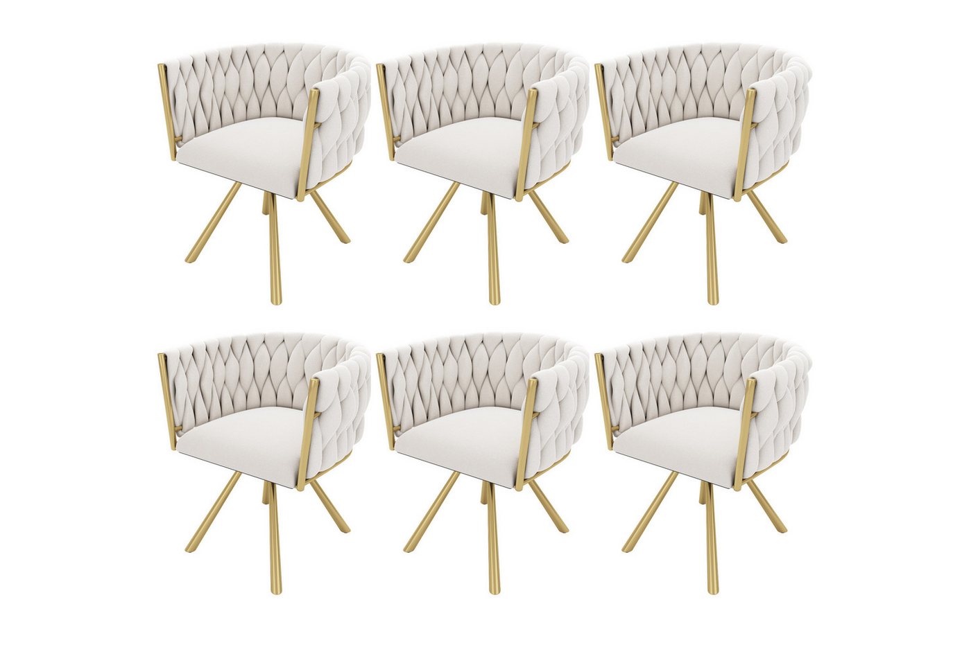 MODFU Esszimmerstuhl 360°-Drehfunktion (Polsterstuhl, Wohnzimmerstuhl, Küchenstuhl, Drehstuhl, 6 St), mit vier Stützbeinen aus Metall von MODFU