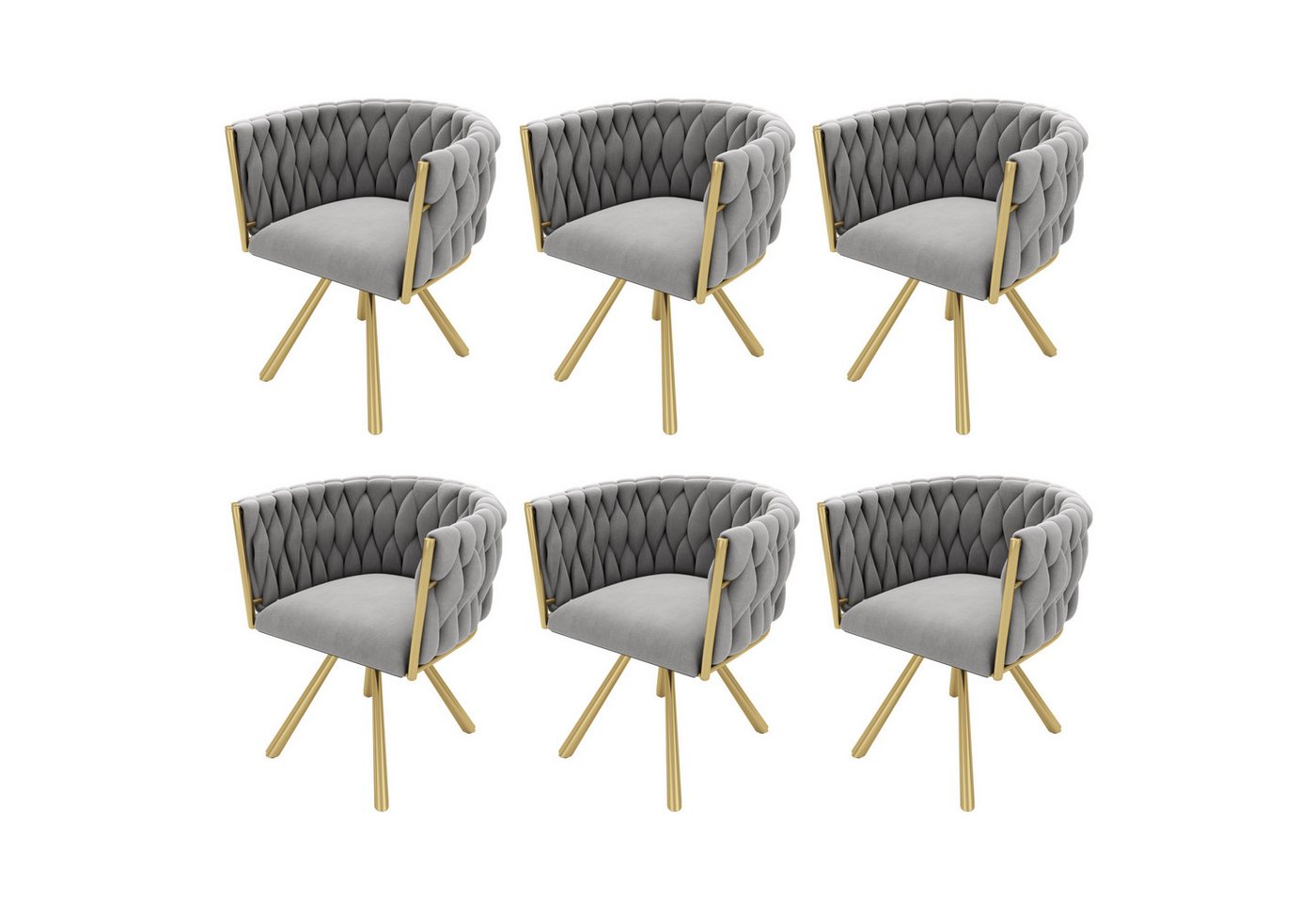 MODFU Esszimmerstuhl 360°-Drehfunktion (Polsterstuhl, Wohnzimmerstuhl, Küchenstuhl, Drehstuhl, 6 St), mit vier Stützbeinen aus Metall von MODFU