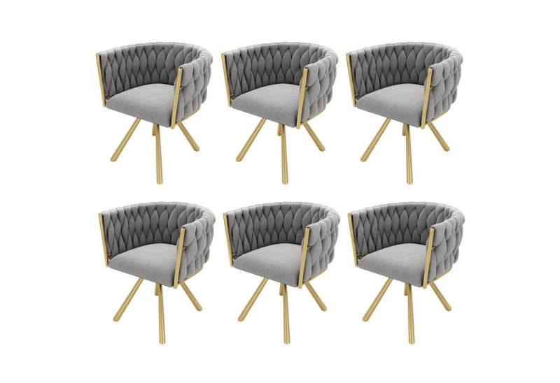 MODFU Esszimmerstuhl 360°-Drehfunktion (Polsterstuhl, Wohnzimmerstuhl, Küchenstuhl, Drehstuhl, 6 St), mit vier Stützbeinen aus Metall von MODFU