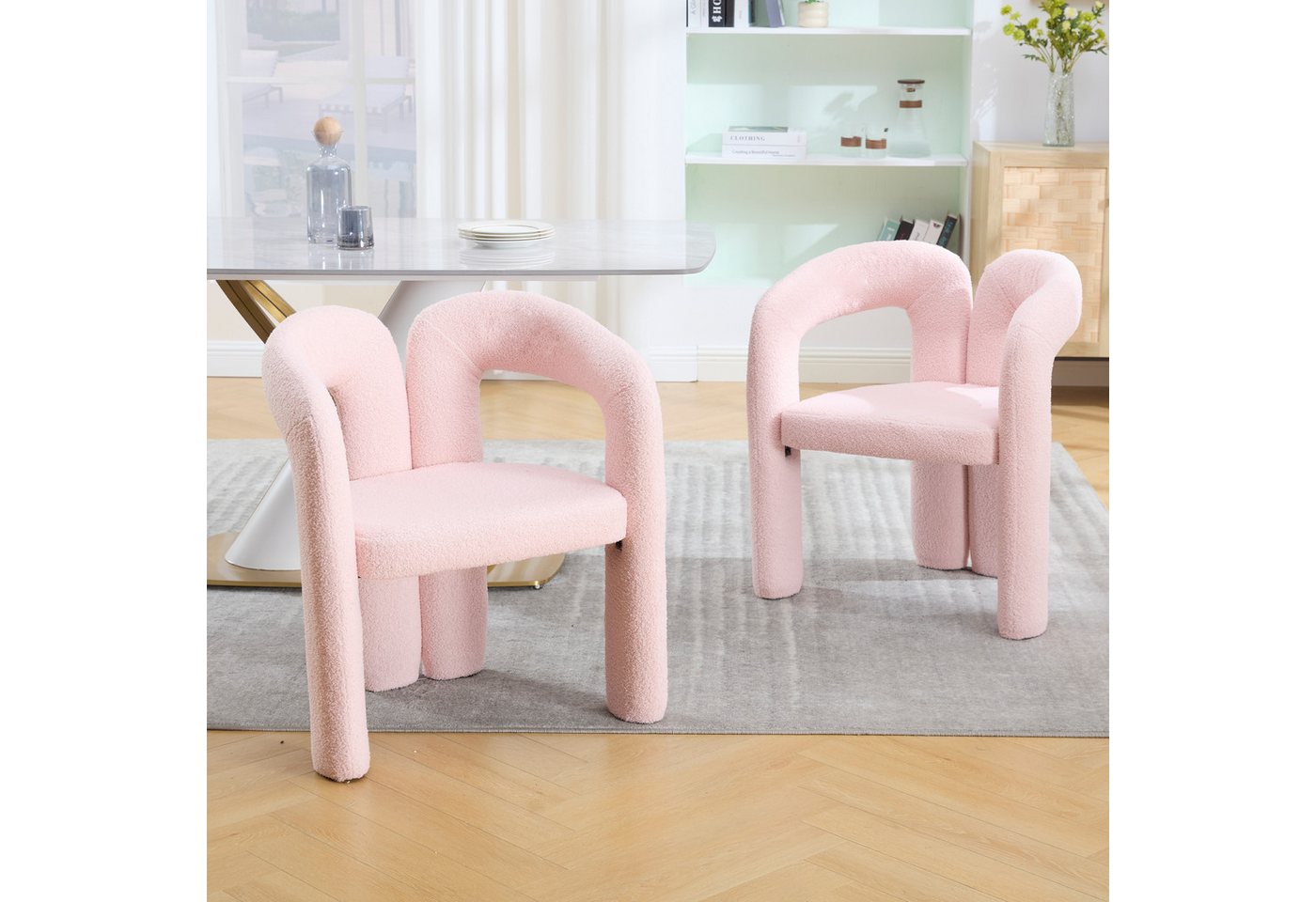 MODFU Esszimmerstuhl Ergonomie-Sessel aus exklusivem Teddy-Flor (mit durchdachter Rückenunterstützung) von MODFU