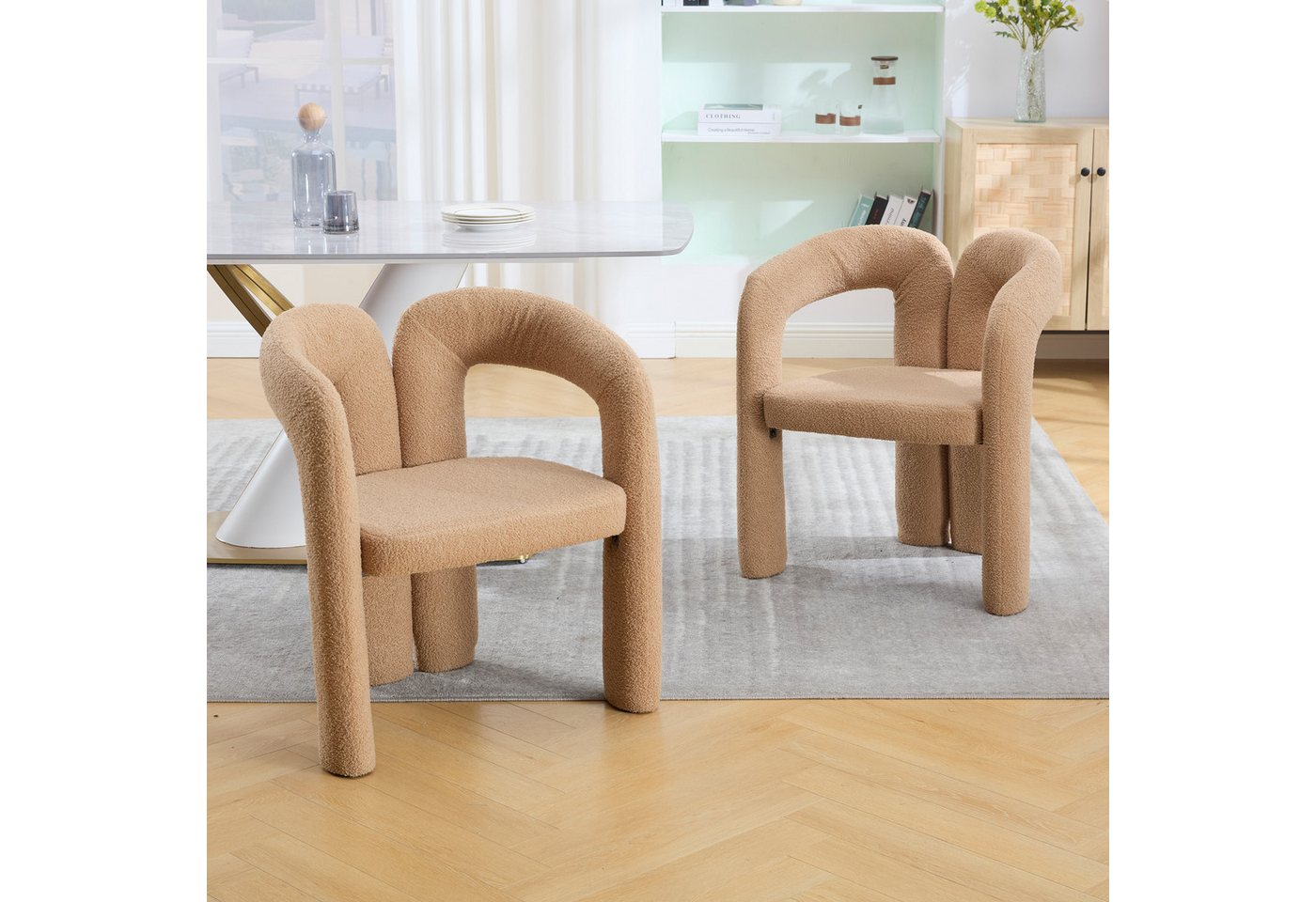 MODFU Esszimmerstuhl Ergonomie-Sessel aus exklusivem Teddy-Flor (mit durchdachter Rückenunterstützung) von MODFU