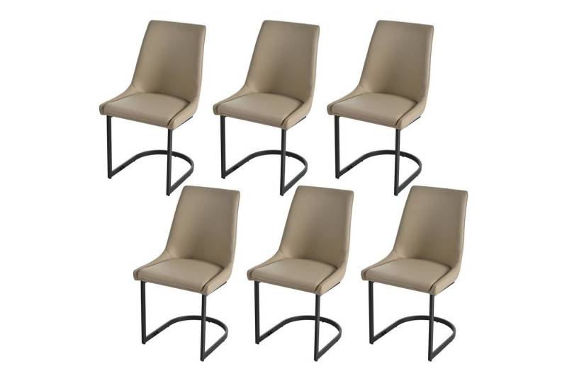 MODFU Esszimmerstuhl Esstischstühle Mit Hohe Rückenlehne (2er Set Esszimmerstühle aus Kunstleder-Leder – Ergonomisch, pflegeleicht, hohe Rückenlehne – Stilvolle Freischwinger für Esszimmer, Wohnzimmer & Homeoffice, 6 St), Mit Hohe Rückenlehne von MODFU