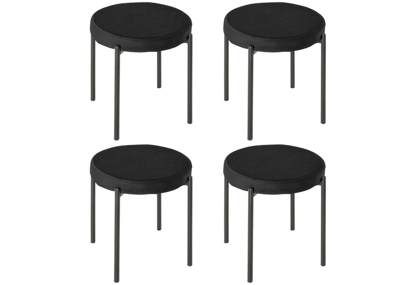 MODFU Esszimmerstuhl Küchenstuhl,Loungesessel (4er-Set Hocker mit Samtpolster – Stapelbare Küchen- & Esszimmerstühle aus Metall., 4 St), mit gepolstertem Sitz von MODFU