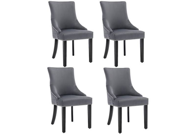 MODFU Esszimmerstuhl Küchenstuhl Wohnzimmerstuhl (4 St), mit Rückenlehne, schwarze Metallbeine,Grau von MODFU