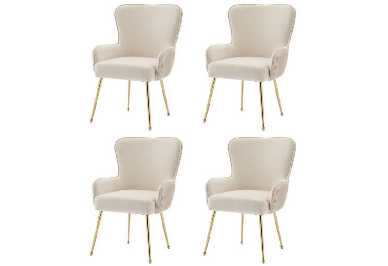 MODFU Esszimmerstuhl Lounge-Stuhl mit Rückenlehne (Einzelsessel, Relaxsessel aus Samt, 4 St), mit Armlehnen und verstellbaren Füßen, Lendenwirbelstütze von MODFU