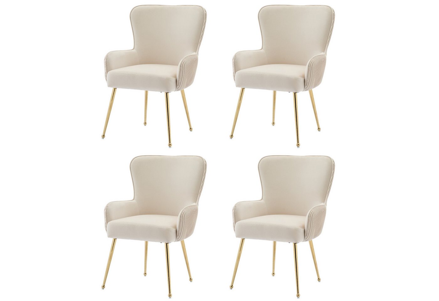 MODFU Esszimmerstuhl Lounge-Stuhl mit Rückenlehne (Einzelsessel, Relaxsessel aus Samt, 4 St), mit Armlehnen und verstellbaren Füßen, Lendenwirbelstütze von MODFU