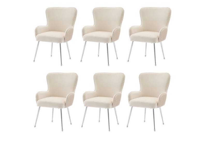 MODFU Esszimmerstuhl Lounge-Stuhl mit Rückenlehne (Einzelsessel, Relaxsessel aus Samt, 6 St), mit Armlehnen und verstellbaren Füßen, Lendenwirbelstütze von MODFU