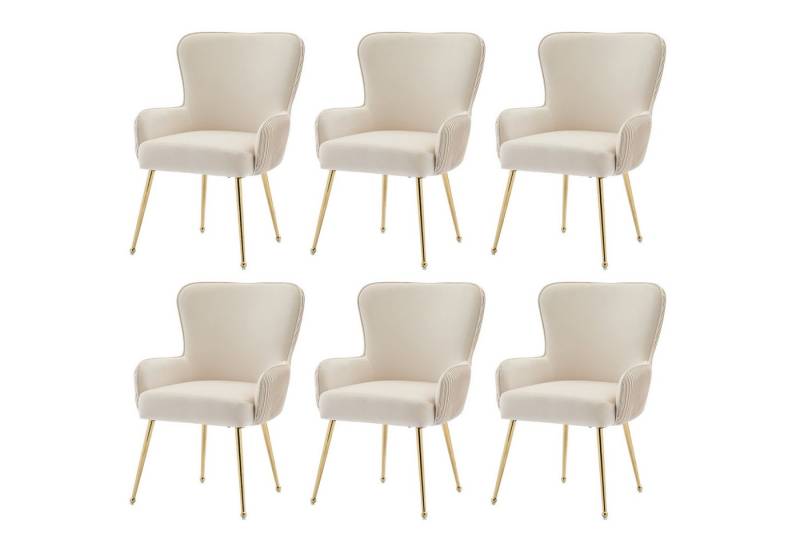 MODFU Esszimmerstuhl Lounge-Stuhl mit Rückenlehne (Einzelsessel, Relaxsessel aus Samt, 6 St), mit Armlehnen und verstellbaren Füßen, Lendenwirbelstütze von MODFU