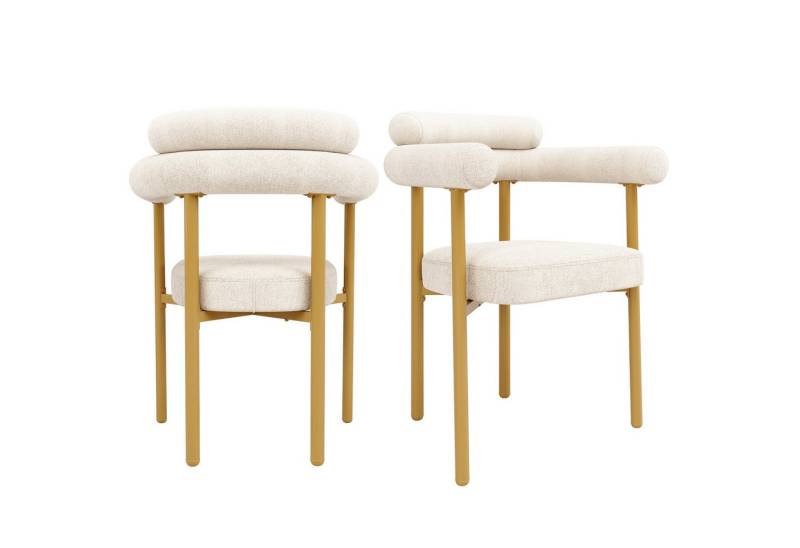 MODFU Esszimmerstuhl Loungesessel,Kosmetikstuhl (2er-Set luxuriöse Esszimmerstühle mit ergonomischer Rückenlehne, weichem Wildlederbezug & stabilen goldfarbenen Metallbeinen – ideal für Esszimmer, Wohnzimmer & Büro, 2 St) von MODFU
