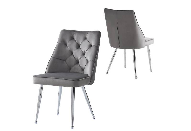 MODFU Esszimmerstuhl Loungesessel,Kosmetikstuhl (Luxus Samt-Esszimmerstühle (2er Set) mit Ergonomischer Rückenlehne, Verstellbaren Versilberten Eisenbeinen und Modernem Design., 2 St) von MODFU
