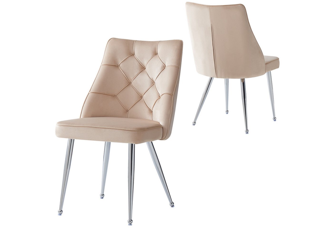 MODFU Esszimmerstuhl Loungesessel,Kosmetikstuhl (Luxus Samt-Esszimmerstühle (2er Set) mit Ergonomischer Rückenlehne, Verstellbaren Versilberten Eisenbeinen und Modernem Design., 2 St) von MODFU