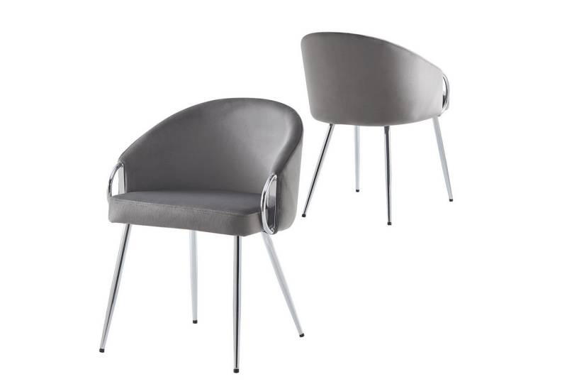 MODFU Esszimmerstuhl Loungesessel,Kosmetikstuhl (Luxus Samt-Stoff-Esszimmerstuhl (2er Set) mit Verstellbaren Beinen und Galvanisierten Eisenbeinen, Ergonomische Rückenlehne, Atmungsaktiv & Pflegeleicht, Stilvoller Kosmetikstuhl, Grau – Ideal für Esszimmer und Wohnzimmer, 2 St) von MODFU