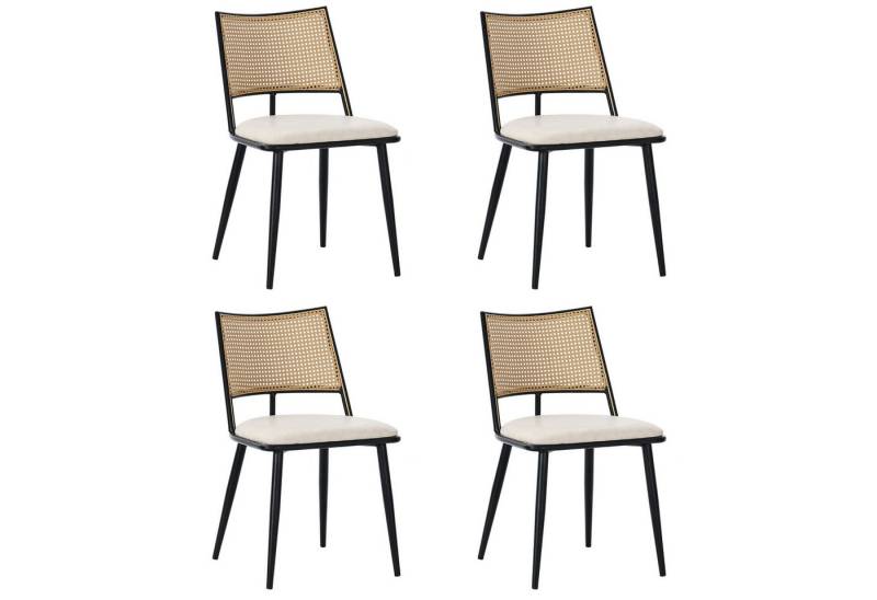 MODFU Esszimmerstuhl Polsterstühle (4 St), Metallbeine,Mit Rattan-Rückenlehne Kunstlder von MODFU