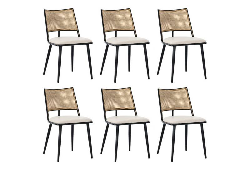 MODFU Esszimmerstuhl Polsterstühle (6 St), Metallbeine,Mit Rattan-Rückenlehne Kunstlder von MODFU