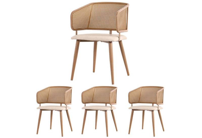 MODFU Esszimmerstuhl Polsterstühle mit Holzbeine (Polsterstühle, Wohnzimmerstuhl, Küchenstuhl, 4 St), mit PE-Rattan von MODFU